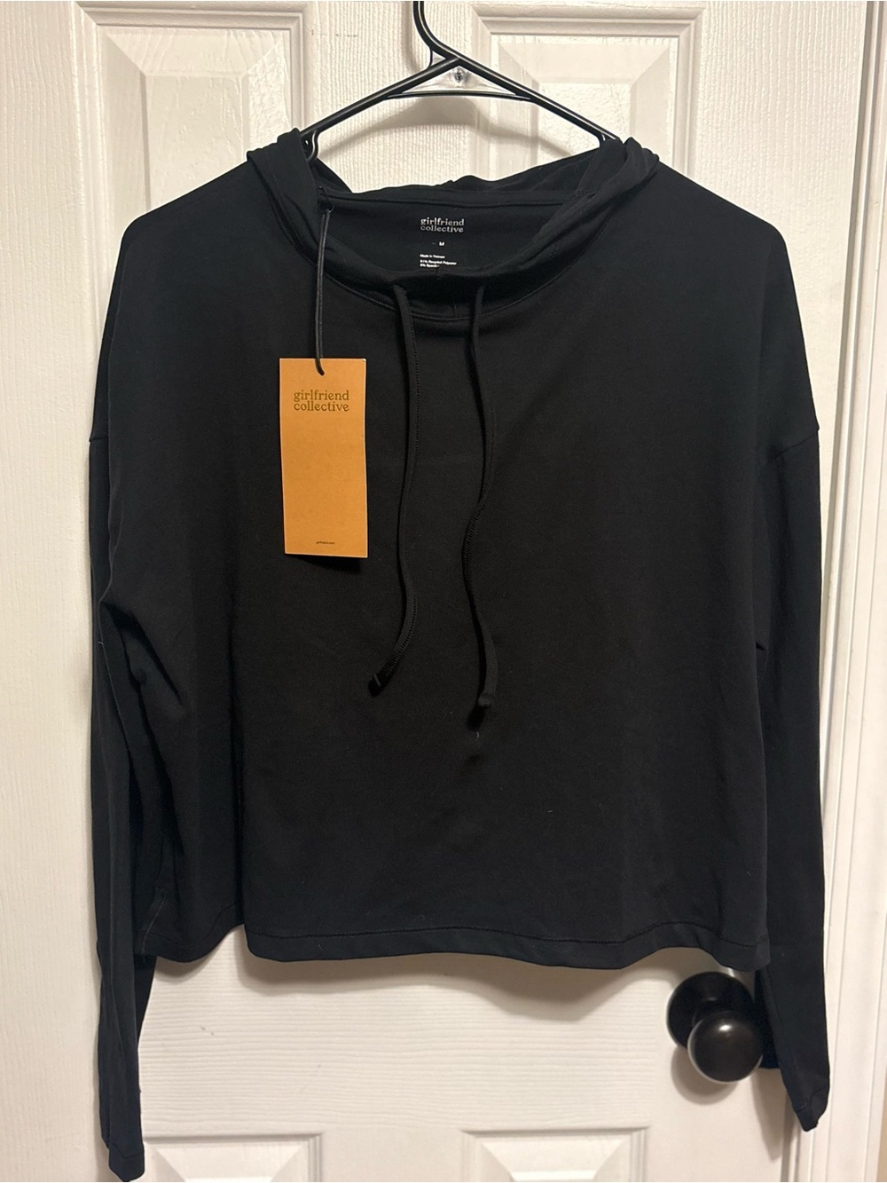 NWT girlfriend collective Black Pullover Hoodie with Drawstring